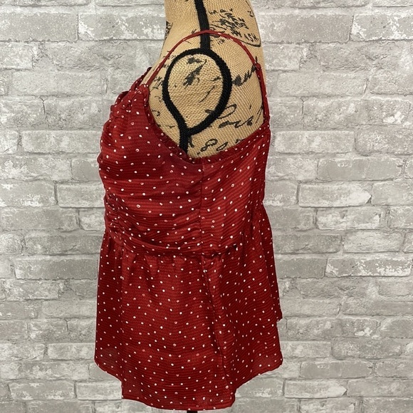 Maurices Polka Dot Ruched Peplum Tank Top - Picture 4 of 7